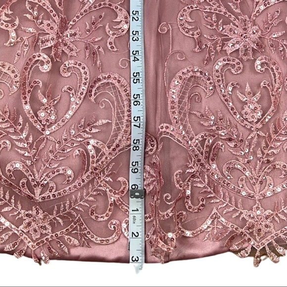 Long Dusty Rose Formal, Evening Gown, Mermaid fit with Tooling, lace & sequins - Picture 17 of 17